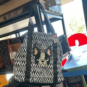 Black and White Dog Pattern Tote Bag